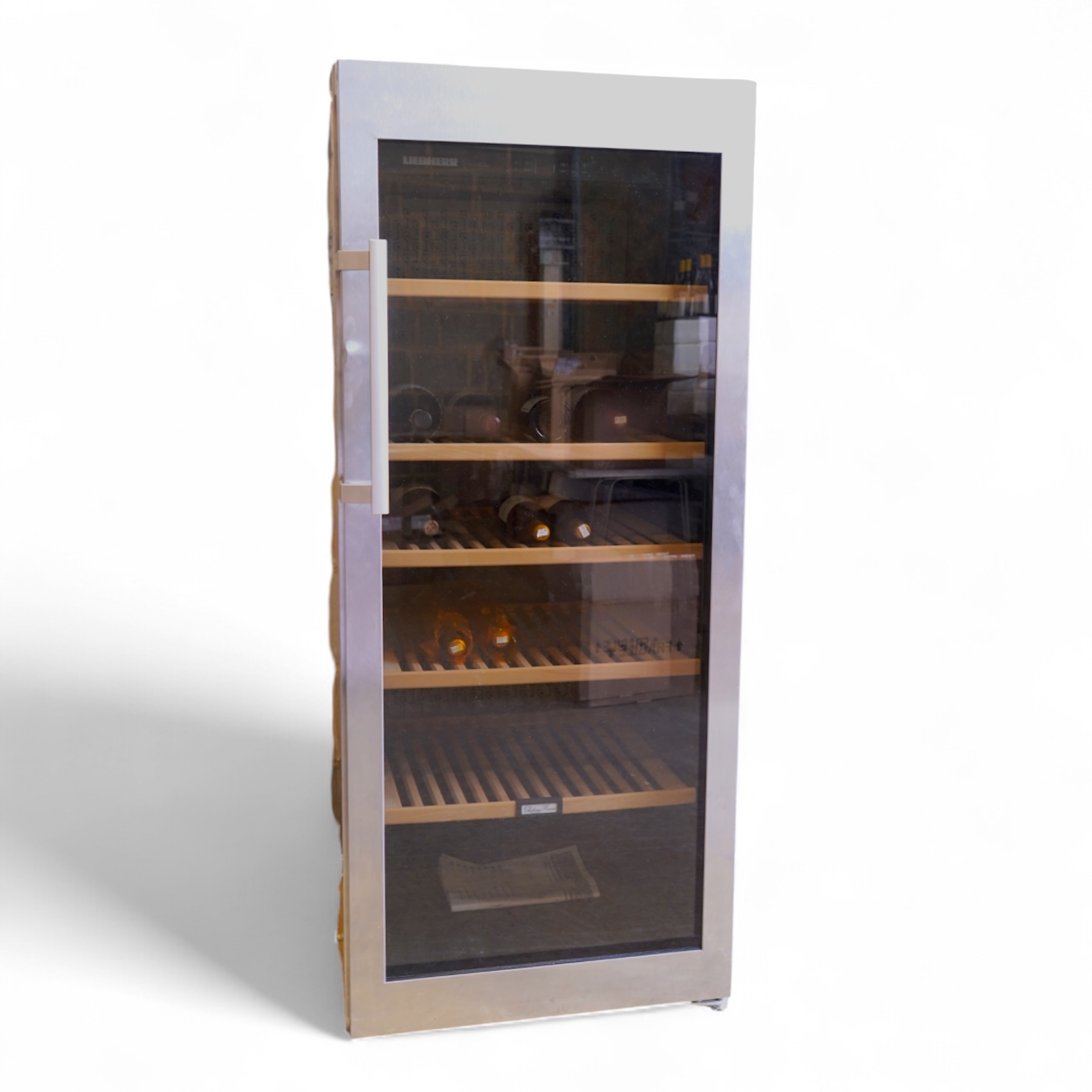 A Liebherr stainless steel wine storage cooler